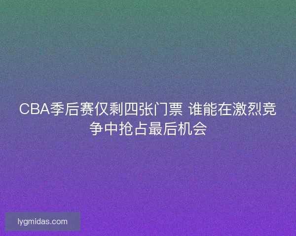 CBA季后赛仅剩四张门票 谁能在激烈竞争中抢占最后机会